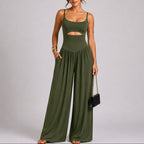 Women's Elegant Cut-Out Wide-Leg Jumpsuit – Modern and Sophisticated One-Piece Outfit