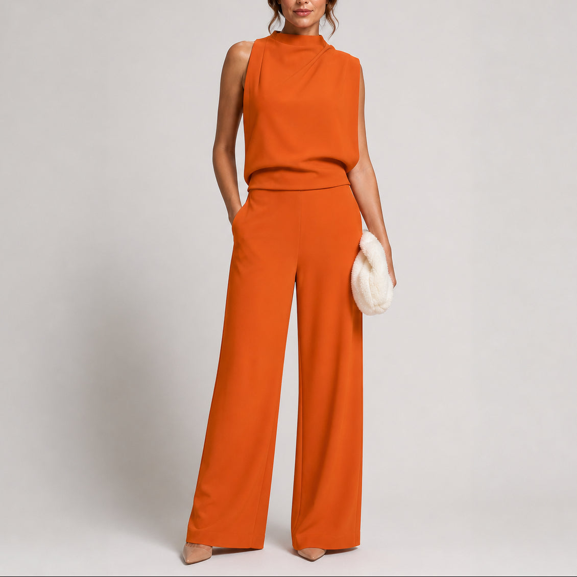 Women's Sleeveless Wide-Leg Jumpsuit – Elegant and Modern One-Piece Outfit
