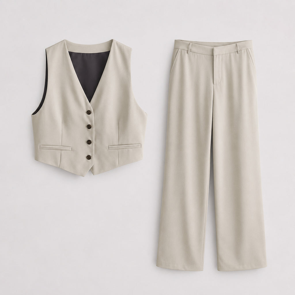 Women's Tailored Two-Piece Jumpsuit Set – Elegant and Modern Coordinated Outfit