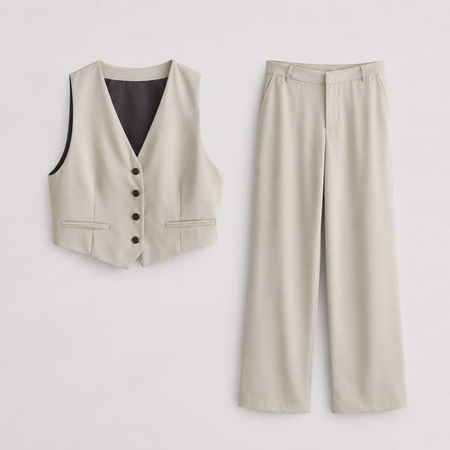 Women's Tailored Two-Piece Jumpsuit Set – Elegant and Modern Coordinated Outfit